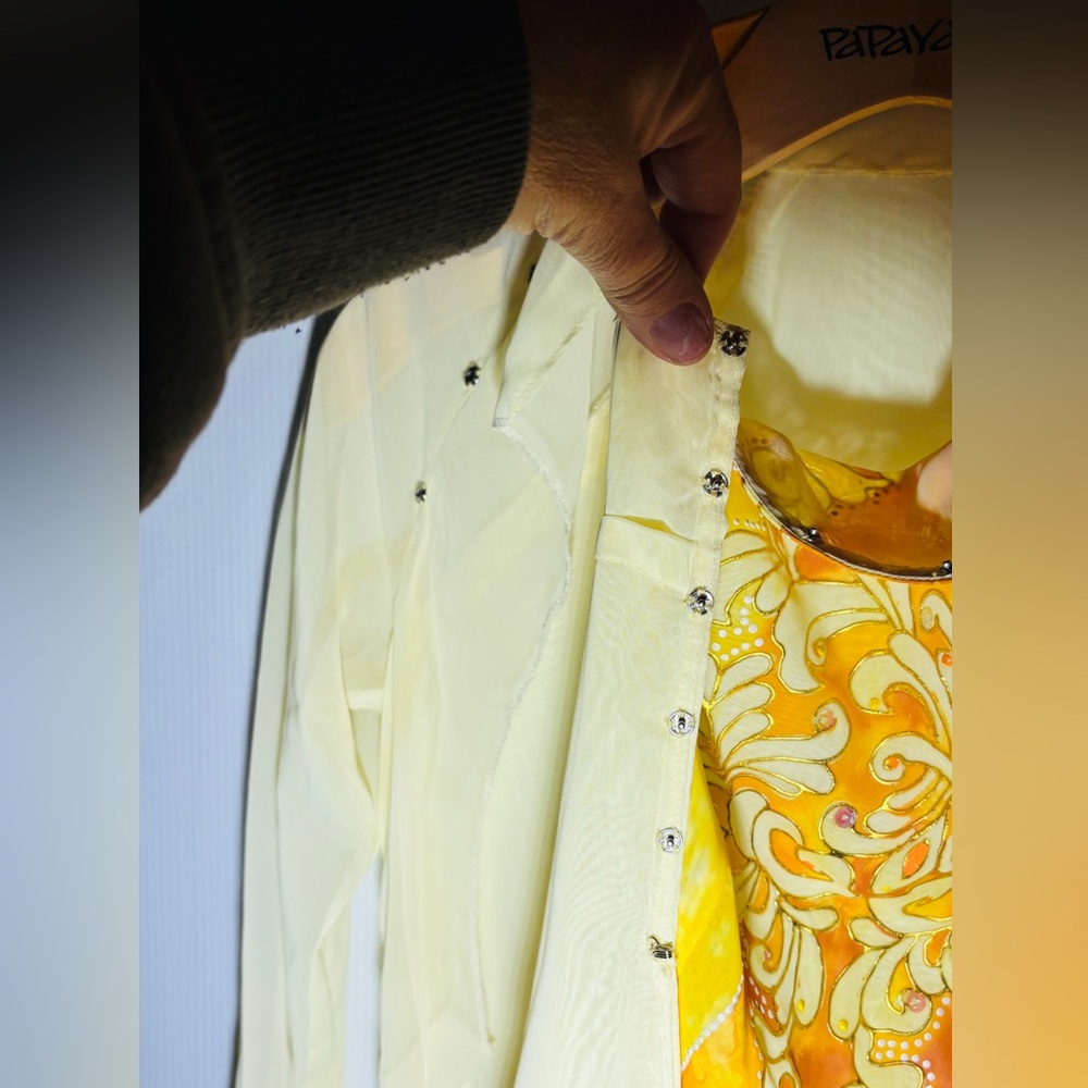 Handmade one of kind Yellow and Gold Long Dress size small - Picture 3 of 8